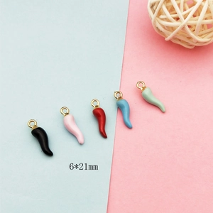 Set of 6x21mm colorful enamel chili pepper alloy pendants for DIY jewelry making