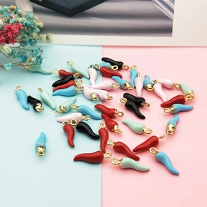 Colorful chili pepper charms for DIY jewelry making in assorted enamel finishes