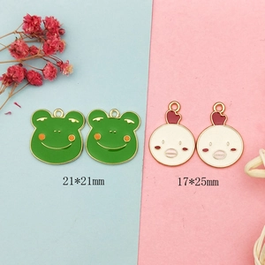 Cartoon frog and rooster enamel alloy charms for DIY earring and jewelry making