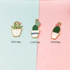 Three cute cactus enamel charms for DIY earrings and necklaces in various sizes