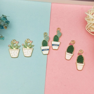 DIY cactus pot alloy enamel charms for earrings and necklaces making accessories