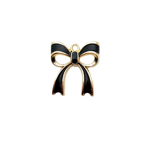 Pendentif nœud classique plaqué or avec émail noir pour la création de bijoux