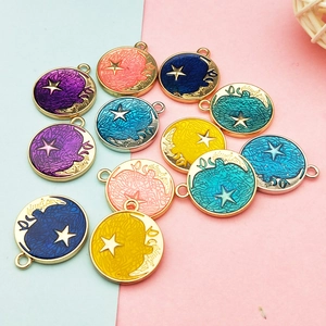 Star and moon enamel charms in multiple colors for DIY handmade jewelry accessories