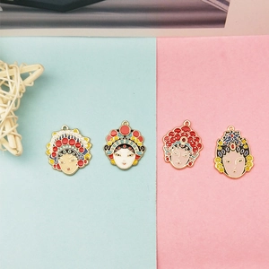 Traditional Chinese Peking Opera Mask Enamel Alloy Pendants For DIY Jewelry Making Necklaces Earrings Cultural Accessories