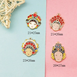 DIY Chinese Opera Peking Opera facial makeup enamel charms for earring jewelry making