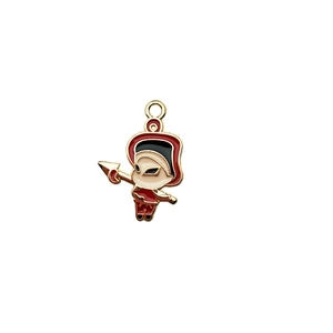DIY cartoon cupid character alloy pendant with red enamel finish for jewelry making