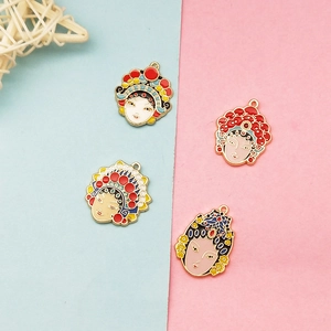 DIY Chinese Peking Opera mask enamel alloy charms for handmade jewelry making accessories