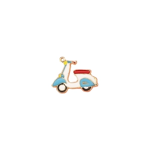 Ciondolo a forma di scooter retrò colorato in lega per collane e bracciali fai-da-te smaltato