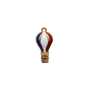 Colorful enamel hot air balloon charm pendant in red white and blue for jewelry making