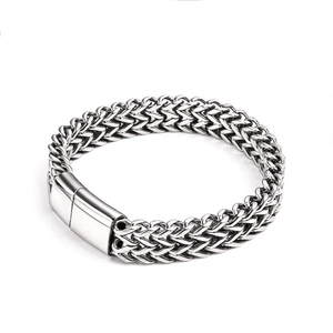 Men Titanium Steel Double Row Dragon Bone Bracelet Hip Hop Franco Chain Woven Bracelet Men Individual Trend Punk Jewelry