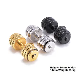 Three-color dumbbell pendants in gold, silver, and black finish made of titanium steel