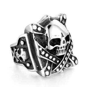 Anillo de calavera de acero titanio estilo punk con acabado vintage y detalles góticos