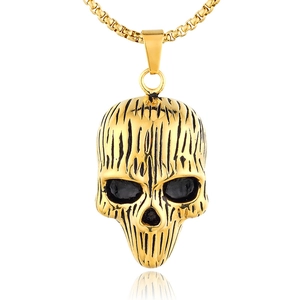 Gothic Punk Skull Head Pendant Necklace Stainless Steel Biker Jewelry For Men Women Vintage Skull Pendant
