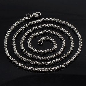 Polished titanium steel rolo chain necklace for men with secure lobster clasp closure