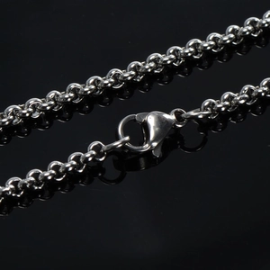 Polished titanium steel rolo chain necklace with secure lobster clasp for men