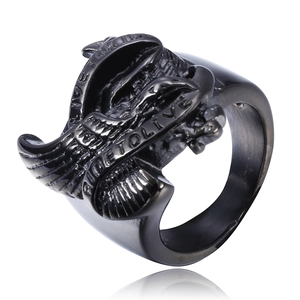 Men's punk eagle stainless steel ring with Ride to Live engraving on wings