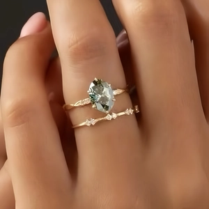 Bagues Élégantes en Alliage Plaqué Or avec Pierre Précieuse Ovale Vert Émeraude pour Femmes Bijoux de Doigt Vintage pour Mariage