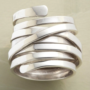 Anello Avvolgente a Spirale Multistrato Colore Argento Minimalista Per Donna Gioiello Semplice in Lega Geometrica Regalo