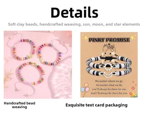 Bracelets tissés faits main avec breloques soleil lune étoile sur carte cadeau