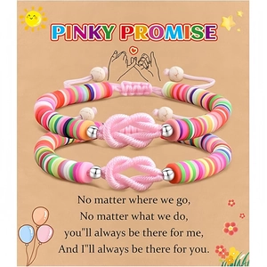 Braccialetti dell'amicizia fatti a mano in argilla Pinky Promise con biglietto regalo