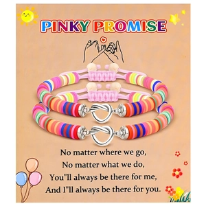 Vriendschapsarmbandjes met hartjes en kleurrijke Heishi-kralen in Pinky Promise-stijl