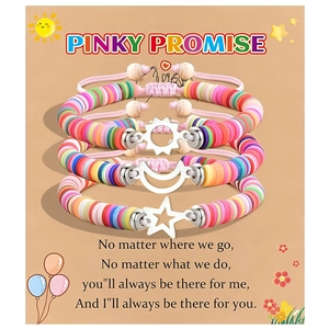 Stainless Steel Sun Moon Star Charm Bracelets For Women Handmade Multicolor Polymer Clay Heishi Bead Friendship Bracelet Set