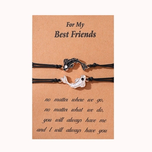 Yin Yang Koi Fish Friendship Bracelets on Gift Card for Best Friends Set of Two