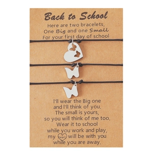 Dreiteiliges Edelstahl Schmetterling Armband-Set auf Back-to-School Karte
