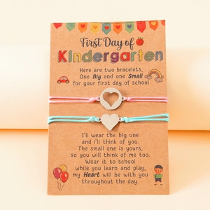 Pink and blue heart bracelets on Back to School card for mother and daughter gift