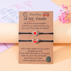 Handmade woven sun and moon bracelet set for 3rd grade back to school gift for kids