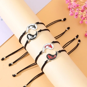 Set di braccialetti dell'amicizia intrecciati Yin Yang carpa koi con cordini regolabili