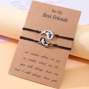 Braccialetti Intrecciati Pesce Koi Yin Yang Tai Chi in Lega Smalto a Goccia Gioielli Amicizia per Sorelle Migliori Amiche Regalo