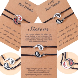 Braccialetti dell'amicizia Yin Yang carpa koi intrecciati su biglietti regalo