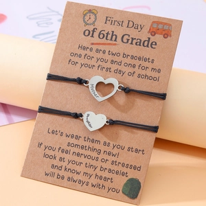 Schulanfang Armband Edelstahl Herz Schmetterling Elefant Dinosaurier Anhänger Geflochtenes Seil Armband Für Schüler 6. Klasse Mutter Tochter Geschenk