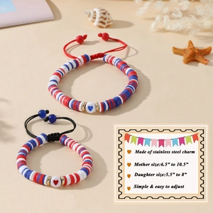 Détails des bracelets ajustables en perles de cœur pour ensemble mère et fille