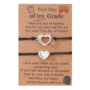 Mother and daughter black woven bracelet set for 3rd grade back to school gift