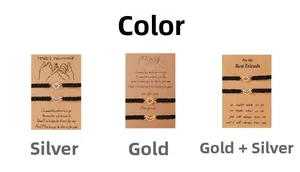 Détails du lot de bracelets soleil et lune sur cartes d'amitié en or et argent