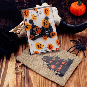 Γοτθικό σετ σκουλαρίκια Halloween με ιστό αράχνης και πουγκί από λινάτσα με κορδόνι