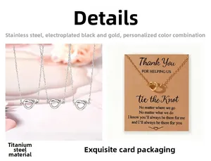 Collar con colgante de nudo de amor en oro y plata con tarjeta de agradecimiento