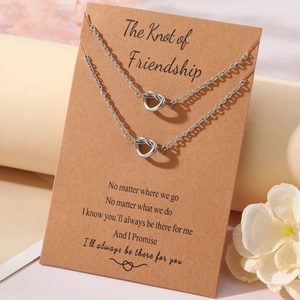 316L Stainless Steel Heart Knot Pendant Necklaces With Friendship Gift Card For Women Minimalist Knot Jewelry Necklace