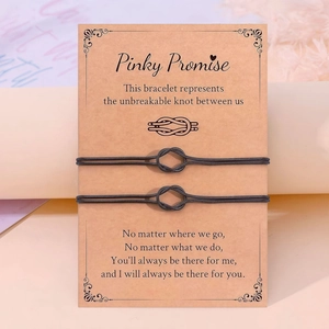 Σετ πλεκτά βραχιόλια με σχοινί Pinky Promise σε κάρτα μηνυμάτων για ζευγάρια και φίλους