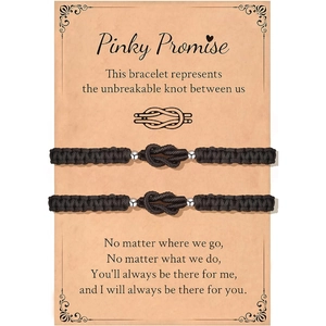 Handgefertigte Geflochtene Knot Armbänder Für Paare Nylon Schnur Legierung Perlen Verstellbare Freundschaft Schmuck Jubiläum Karte