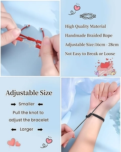 Detail of adjustable handmade woven bracelet set with stainless steel cross pendants