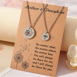 Ensemble de colliers Mère et Fille en acier inoxydable avec motif pissenlit