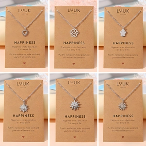 Boho Edelstahl Anhänger Halskette Für Damen Gold Silber Herz Sonne Böses Auge Engel Schmuck Wunschkarte Halskette Geschenk