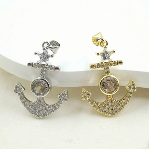 Ciondolo Ancora in Rame Moda Solo Senza Catena Strass Stella Tema Nautico Donna Gioielli Oro Argento Colore