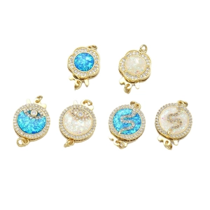 Chiusure per gioielli placcate oro 18K con micro-pavé di zirconi e intarsio in opale