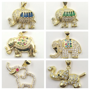 Fashion Gold Plated Copper Elephant Pendant Necklace Colorful Cubic Zirconia Animal Jewelry For Women Sweet Daily Accessories