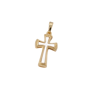 Polished golden vintage cross pendant with bail for DIY jewelry and necklace making