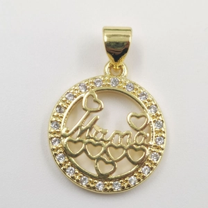 Golden Mama pendant necklace with heart accents and pavé cubic zirconia for Mother's Day